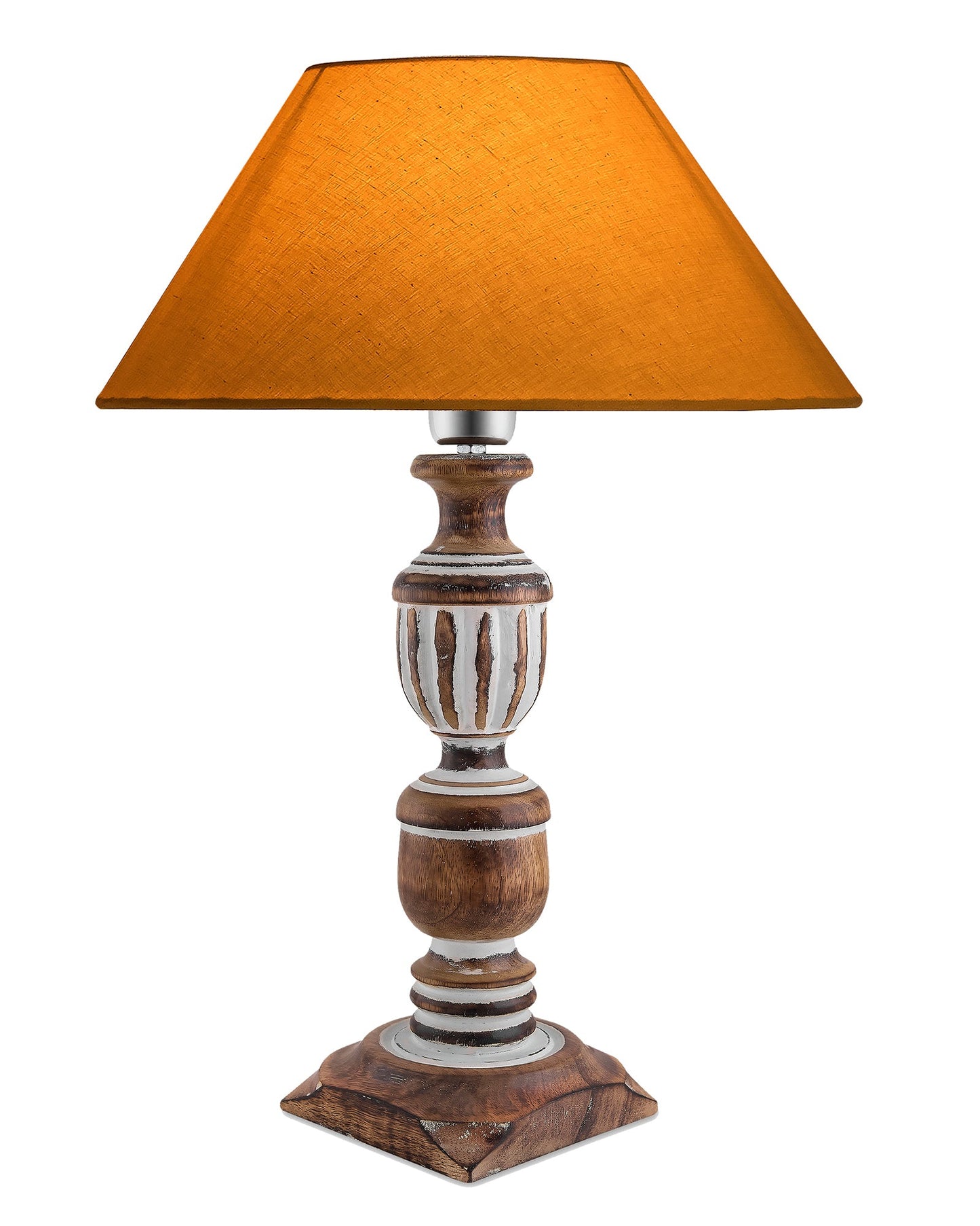 Antique White French Trophy Carved Table lamp with Cone Shade