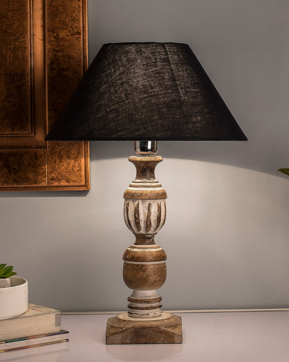 Antique White French Trophy Carved Table lamp with Cone Shade