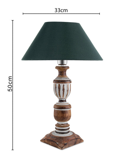 Antique White French Trophy Carved Table lamp with Cone Shade