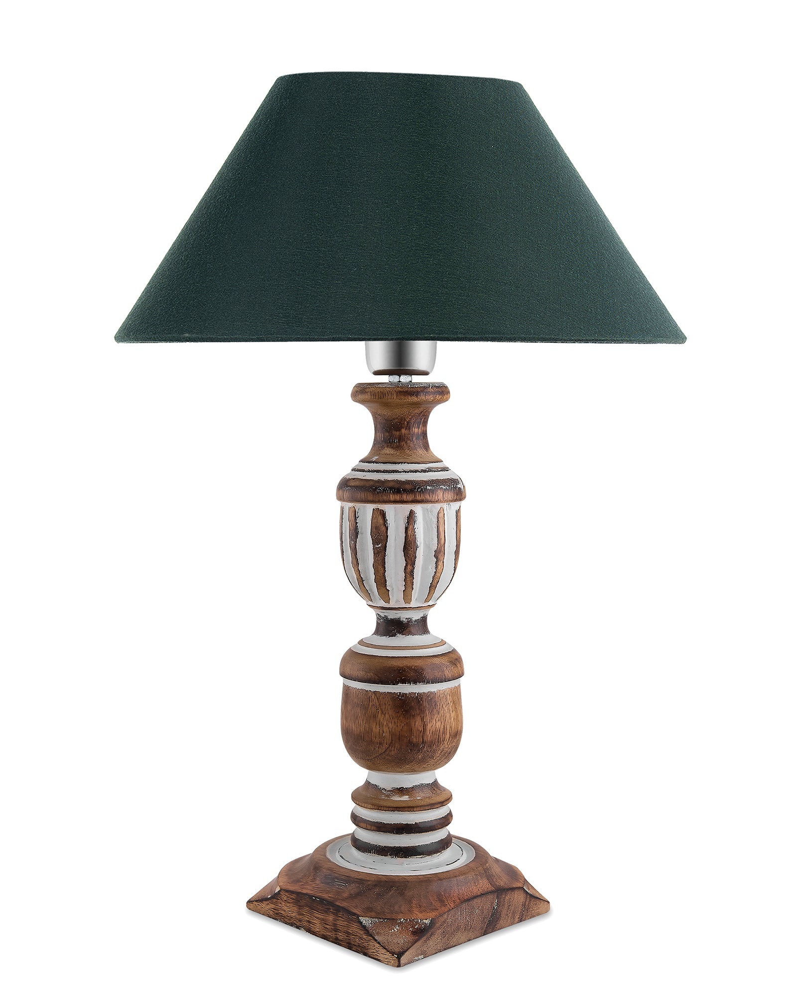 Antique White French Trophy Carved Table lamp with Cone Shade