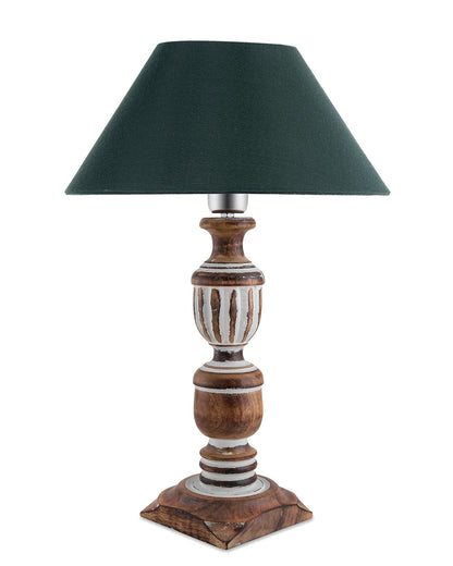 Antique White French Trophy Carved Table lamp with Cone Shade