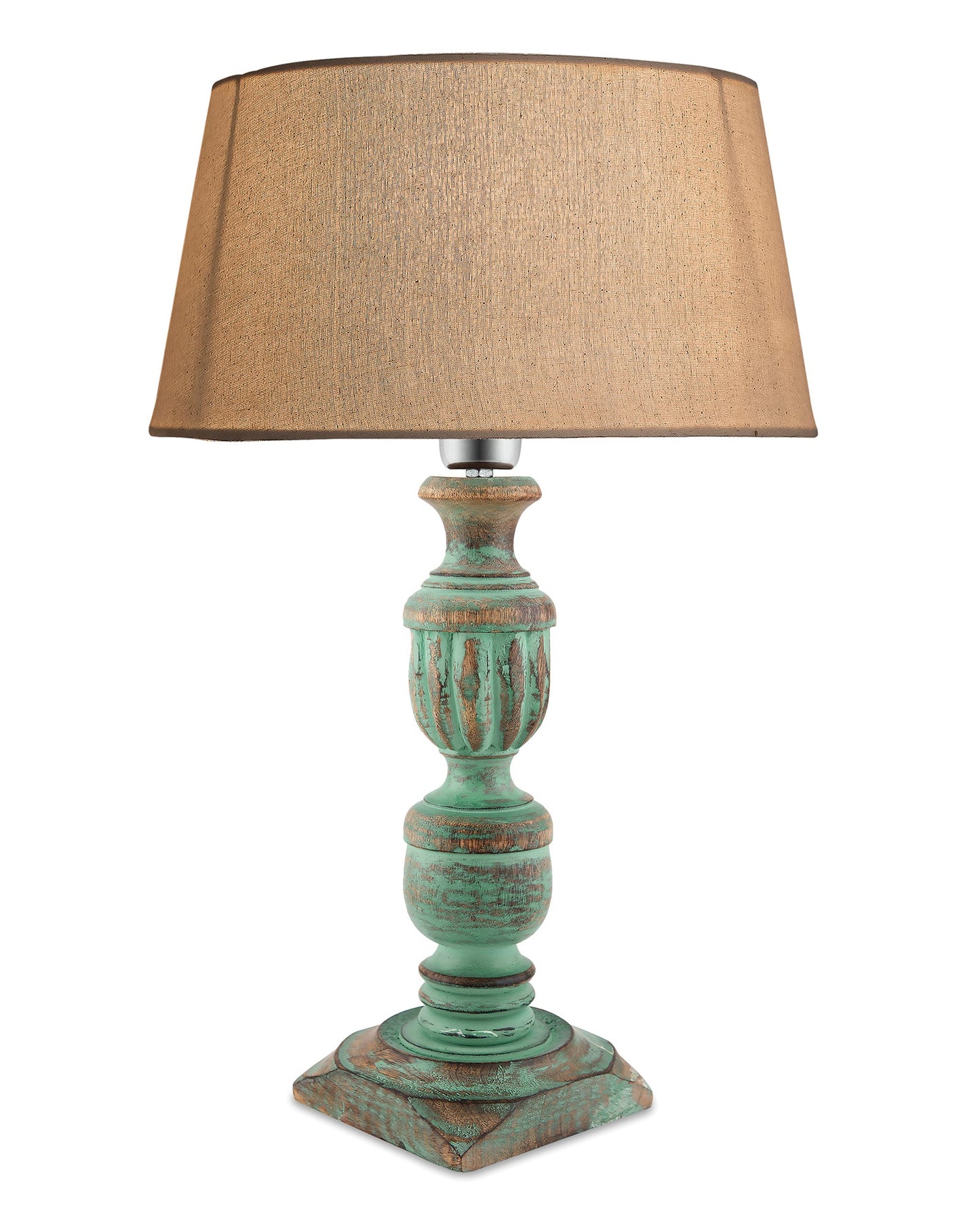Rustic Algae French Trophy Carved Table lamp with Empire Drum Shade