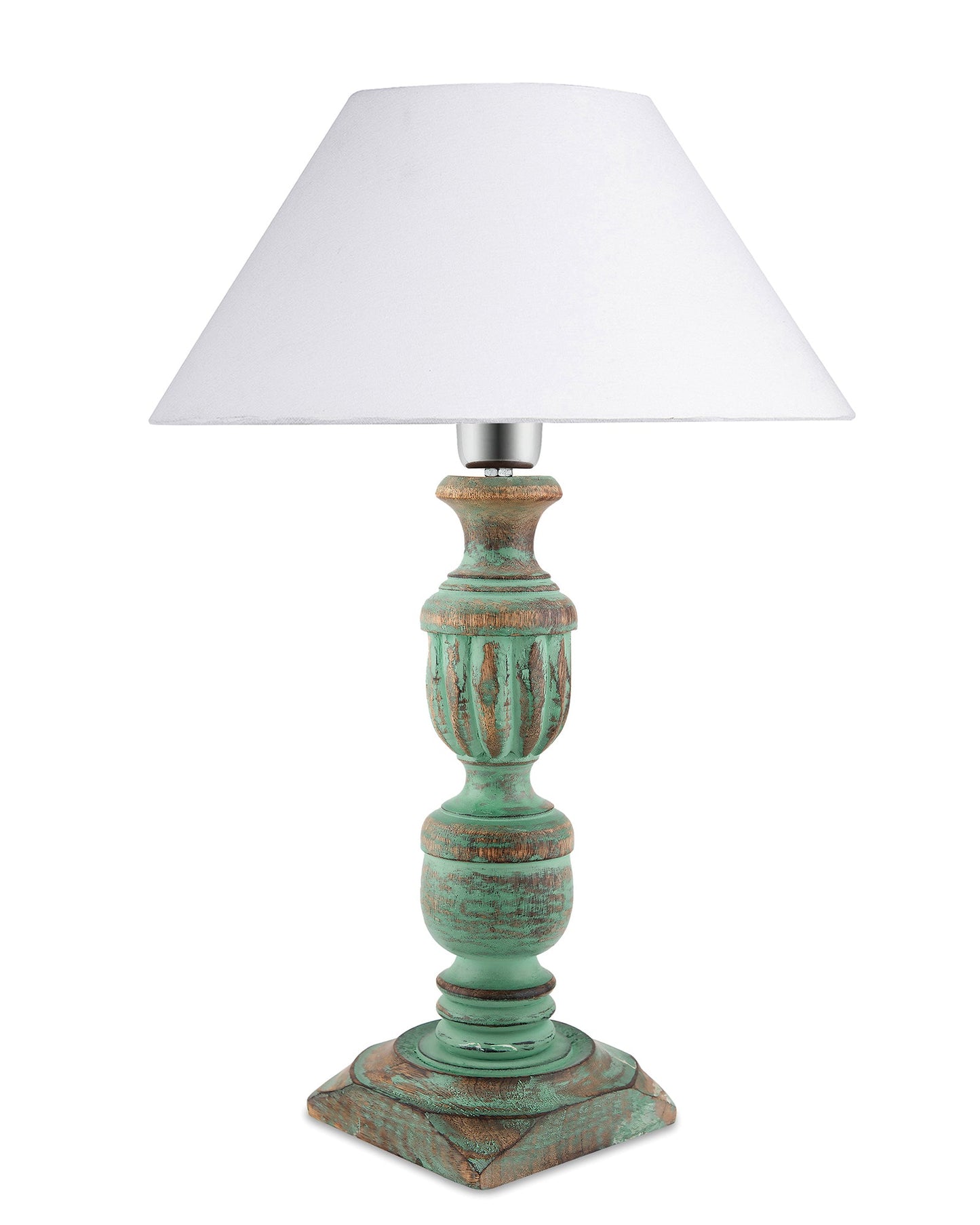Rustic Algae French Trophy Carved Table lamp with Cone Shade