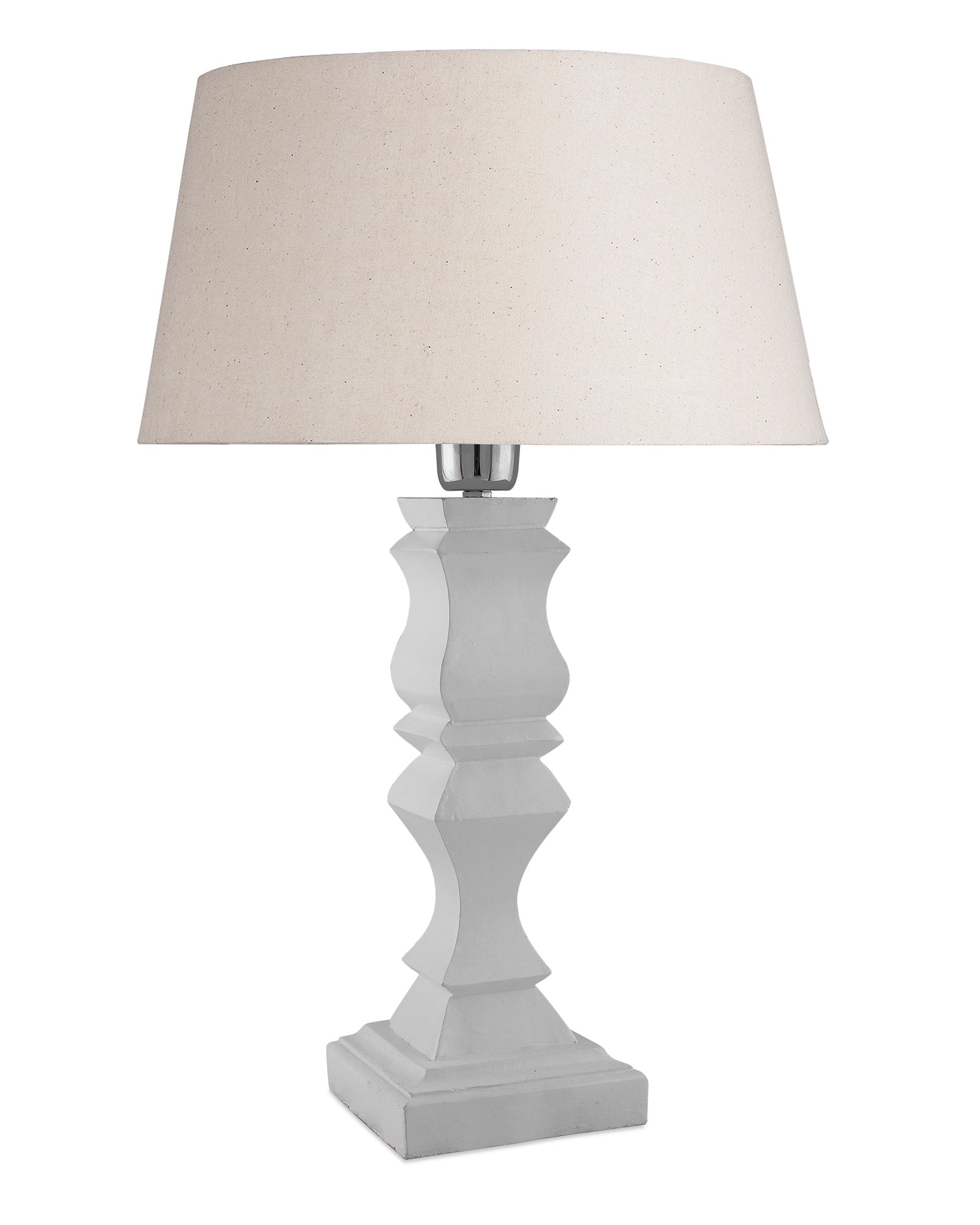 Classic Cube Cut White Table Lamp with Empire Drum Shade
