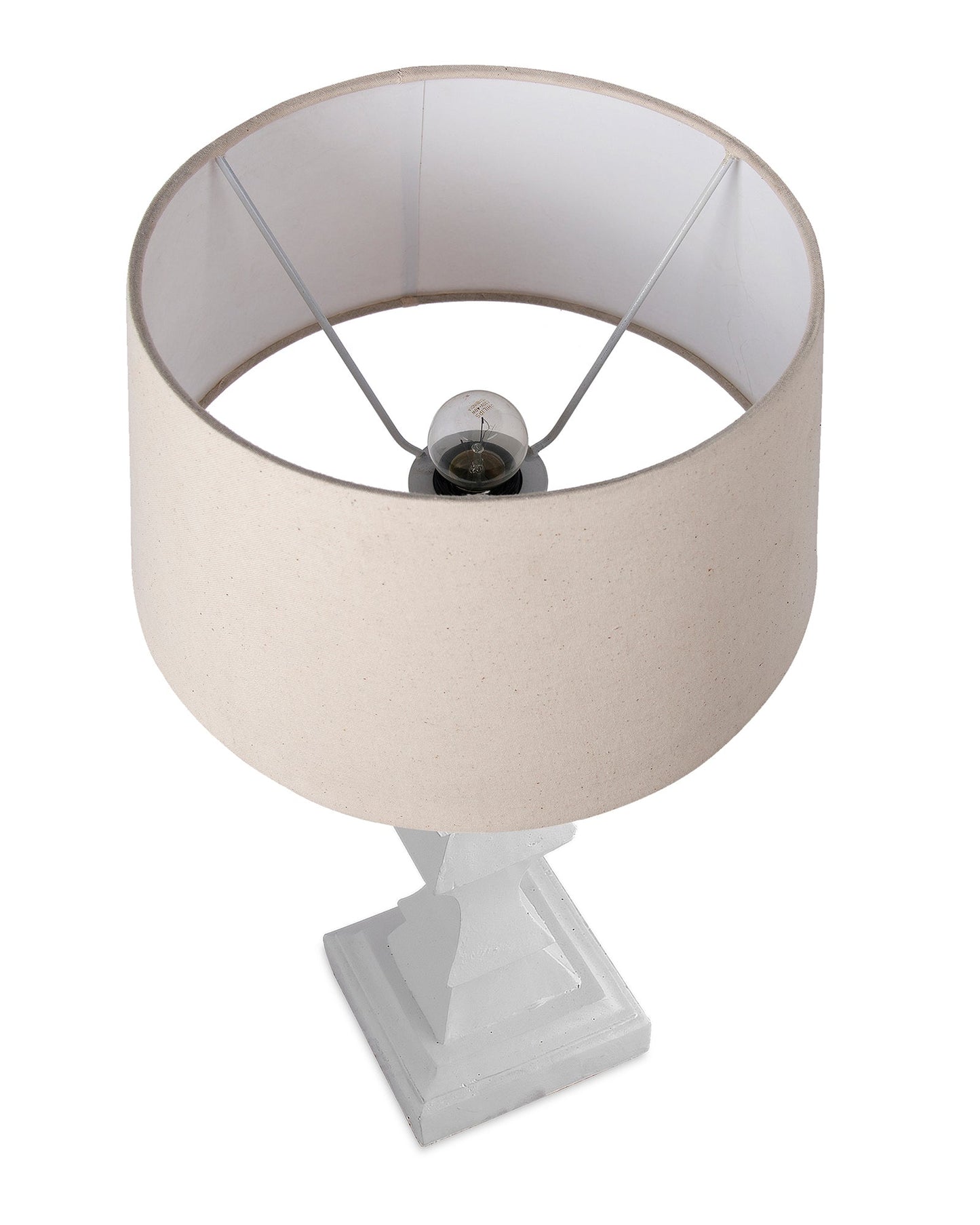 Classic Cube Cut White Table Lamp with Empire Drum Shade