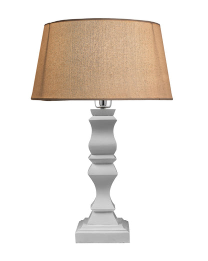 Classic Cube Cut White Table Lamp with Empire Drum Shade