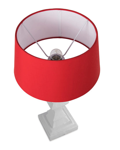 Classic Cube Cut White Table Lamp with Empire Drum Shade