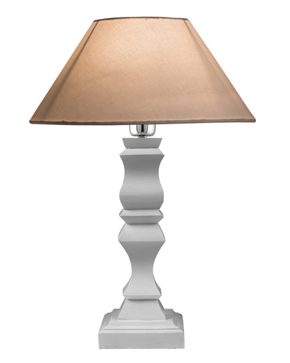 Classic Cube Cut White Table Lamp with Cone Shade