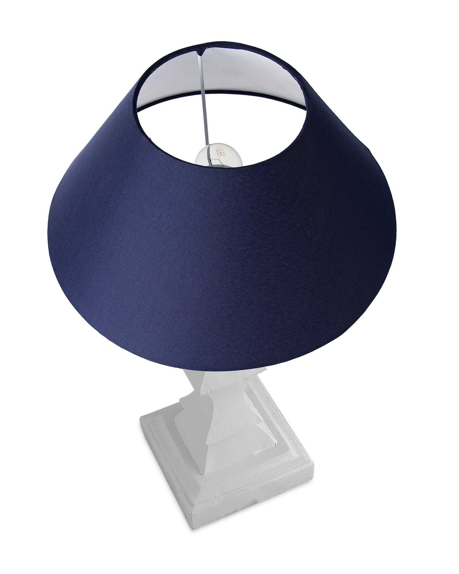 Classic Cube Cut White Table Lamp with Cone Shade