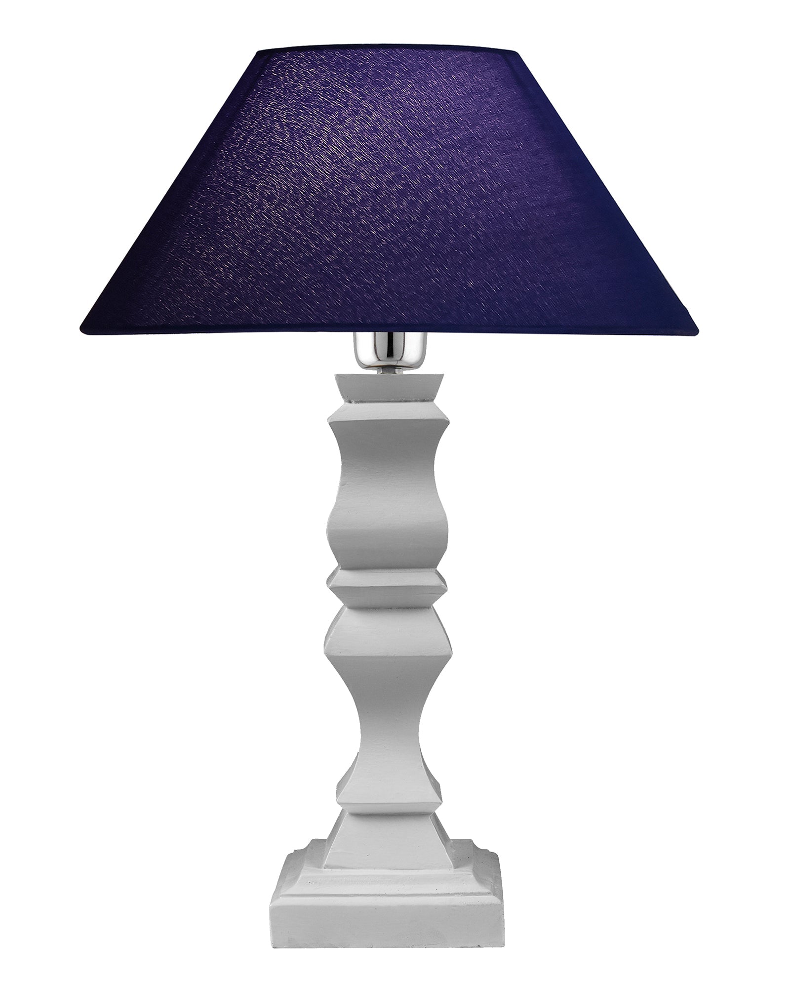 Classic Cube Cut White Table Lamp with Cone Shade