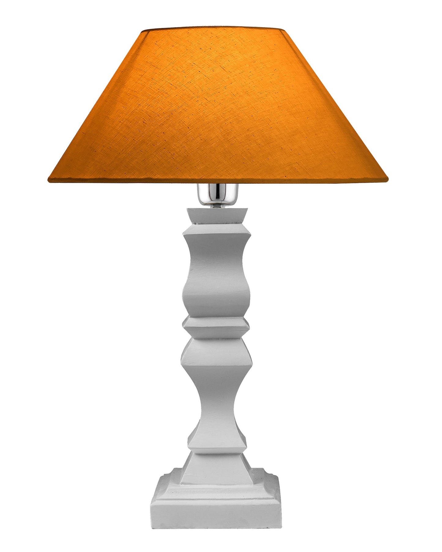 Classic Cube Cut White Table Lamp with Cone Shade