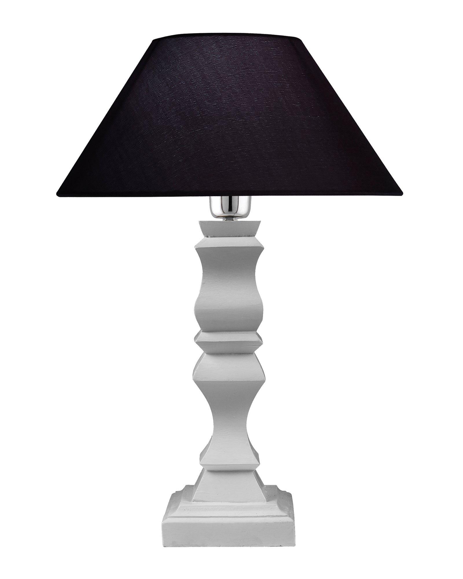 Classic Cube Cut White Table Lamp with Cone Shade