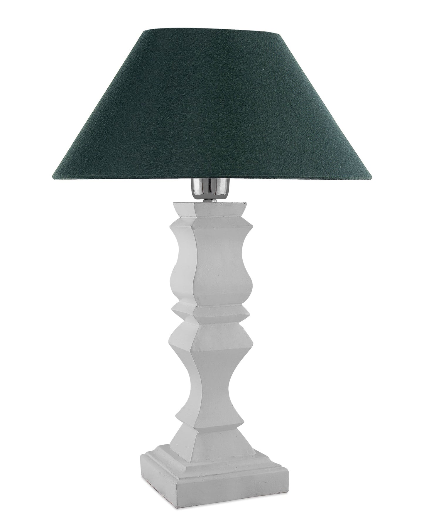 Classic Cube Cut White Table Lamp with Cone Shade