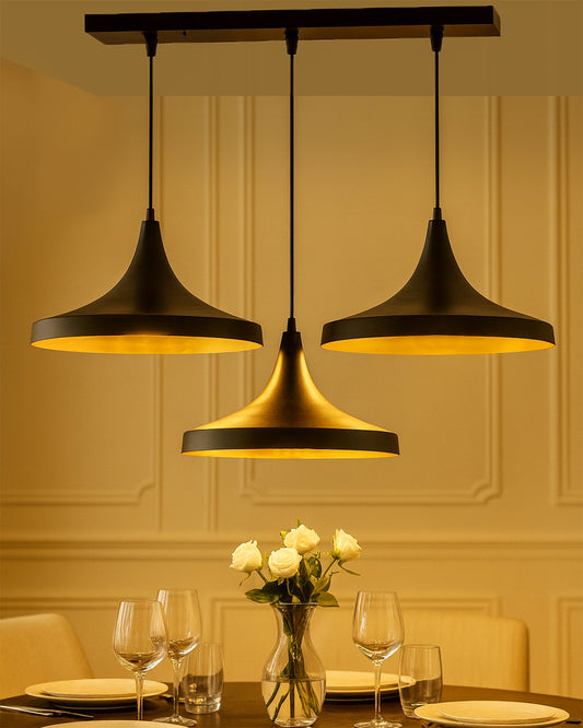 3-Lights Linear Cluster Chandelier Modern Danish hanging Light, E27 Holder, Decorative, URBAN Retro, Nordic Style