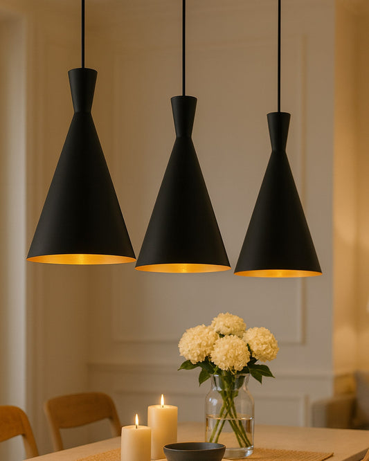 3-Lights Linear Cluster Chandelier Modern Inverted Cone Shaped hanging Light, E27 Holder, Decorative,URBAN Retro, Nordic Style