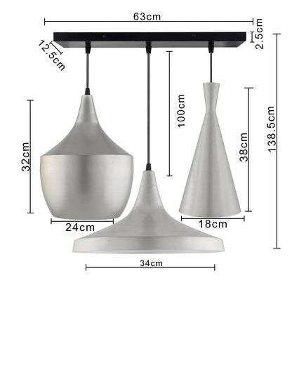 3-Lights Linear Cluster Chandelier Modern Tri-Nordic hanging Light, E27 Holder, Decorative,URBAN Retro, Nordic Style