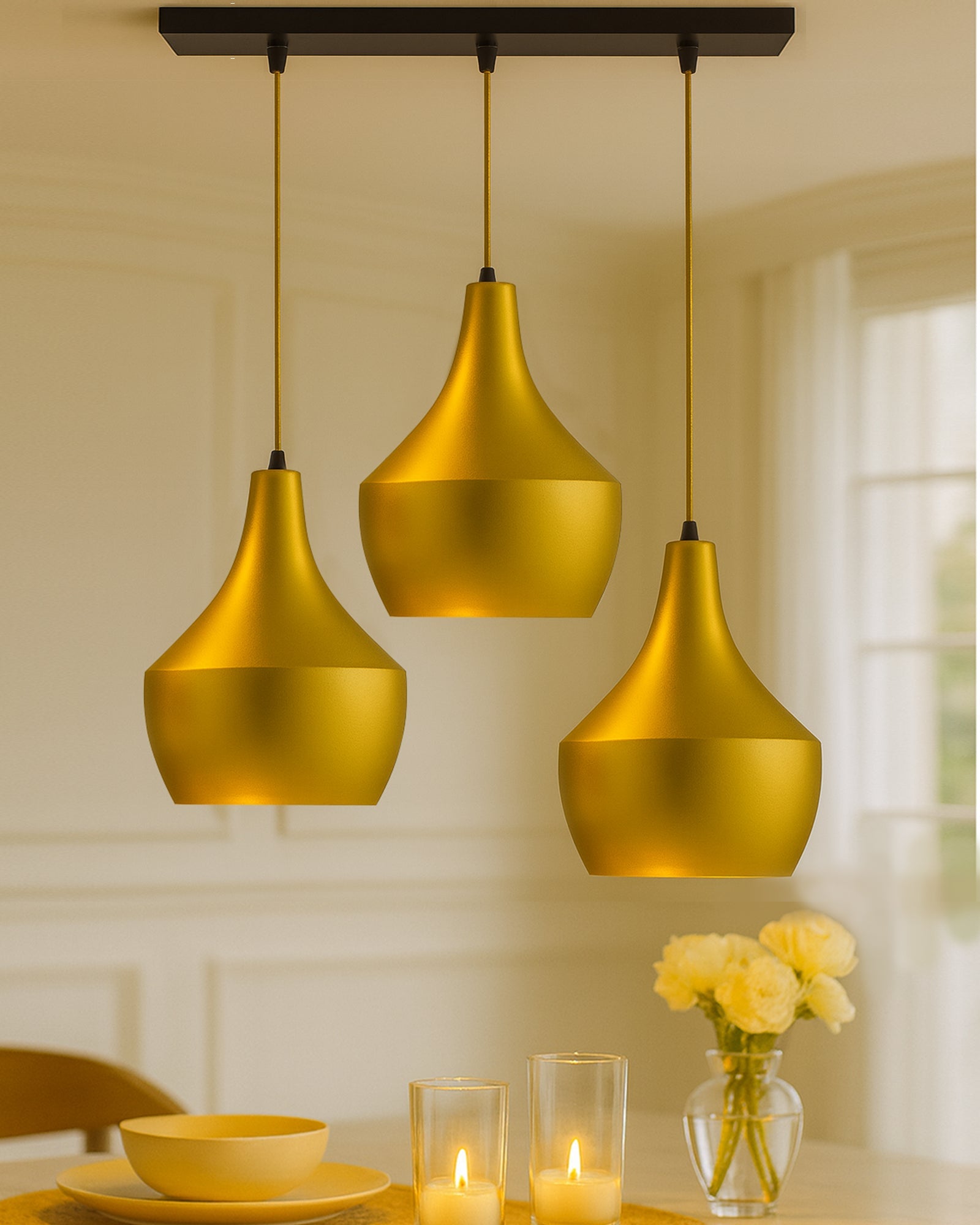 3-Lights Linear Cluster Chandelier Modern Pear hanging Light, E27 Holder, Decorative,URBAN Retro, Nordic Style