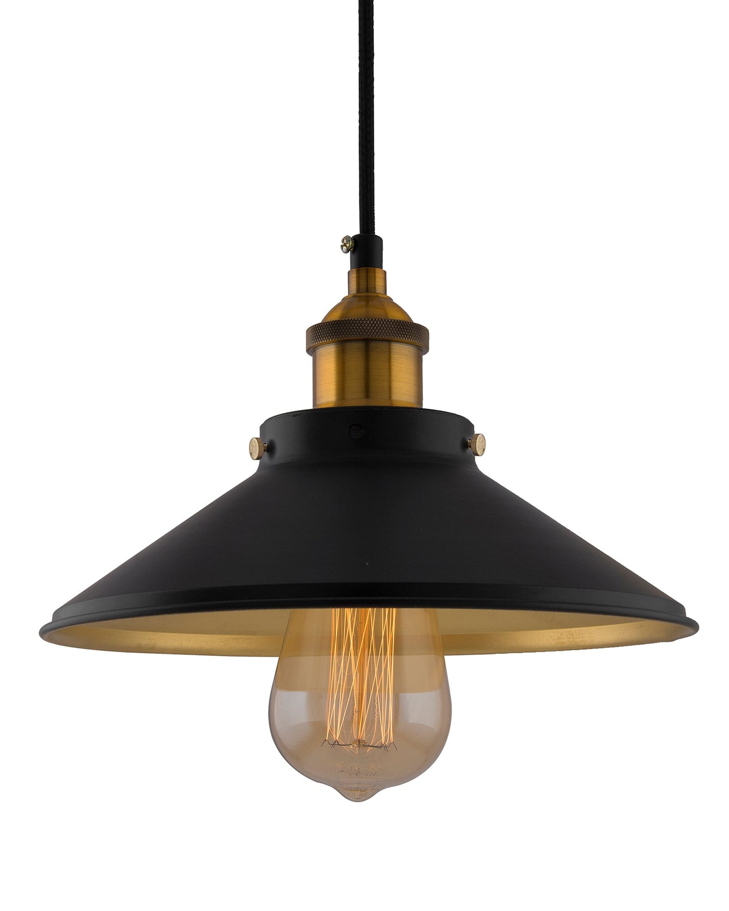 Single Black Cone Pendant with Holder, E27, Modern Nordic Hanging Ceiling Light