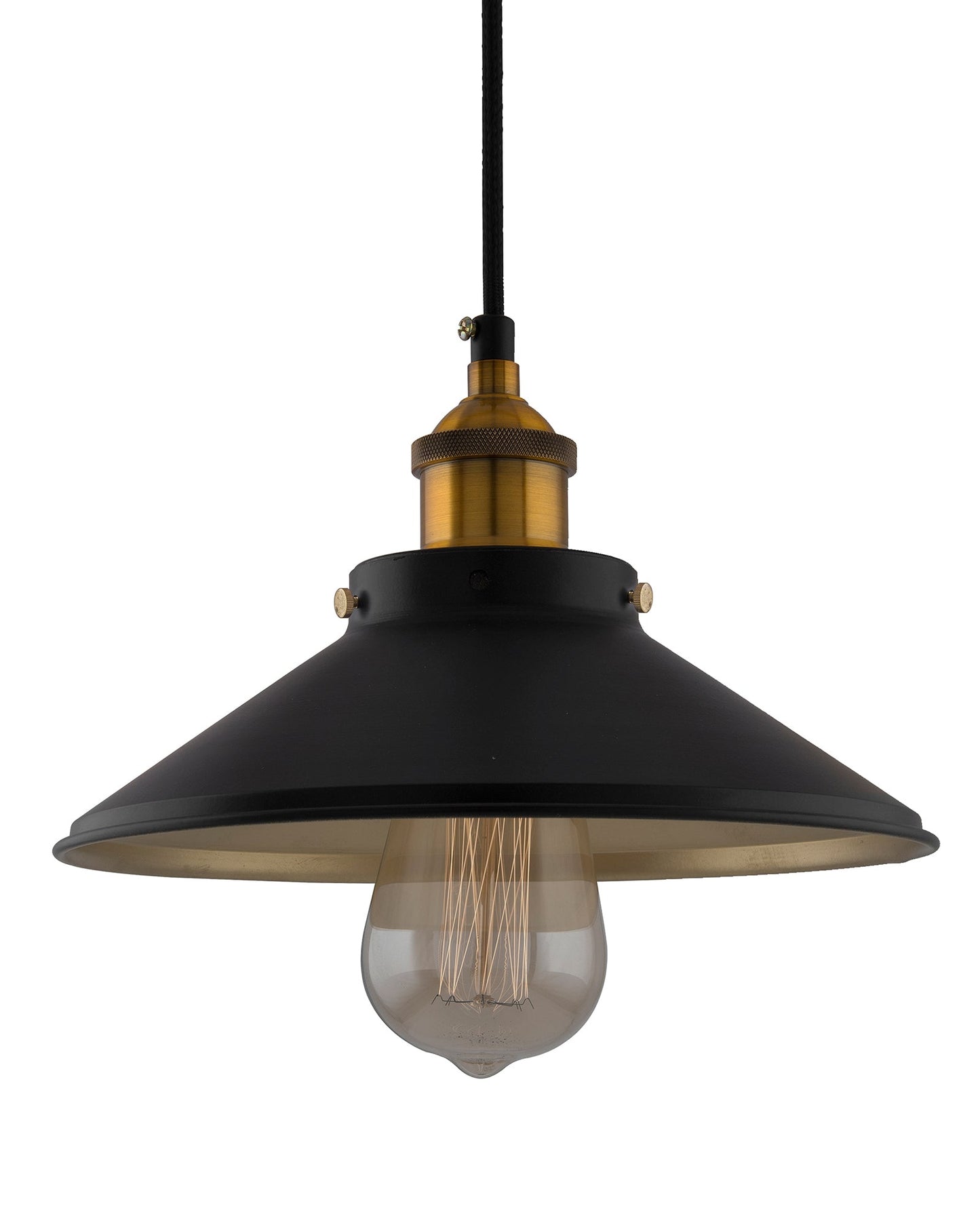Single Black Cone Pendant with Holder, E27, Modern Nordic Hanging Ceiling Light