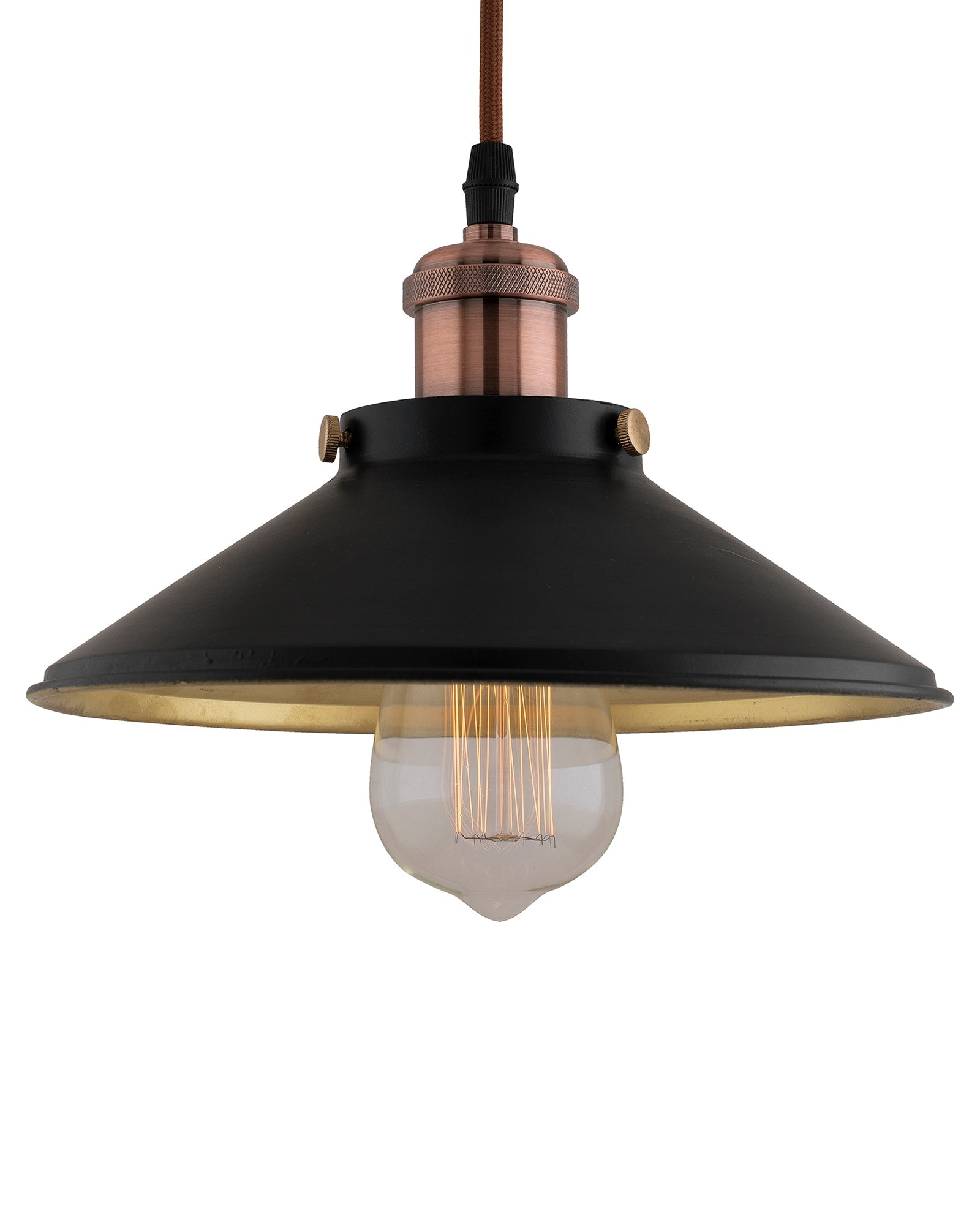 Single Black Cone Pendant with Holder, E27, Modern Nordic Hanging Ceiling Light
