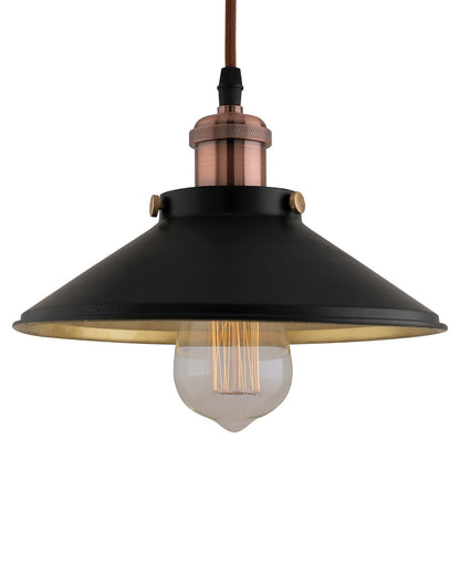 Single Black Cone Pendant with Holder, E27, Modern Nordic Hanging Ceiling Light
