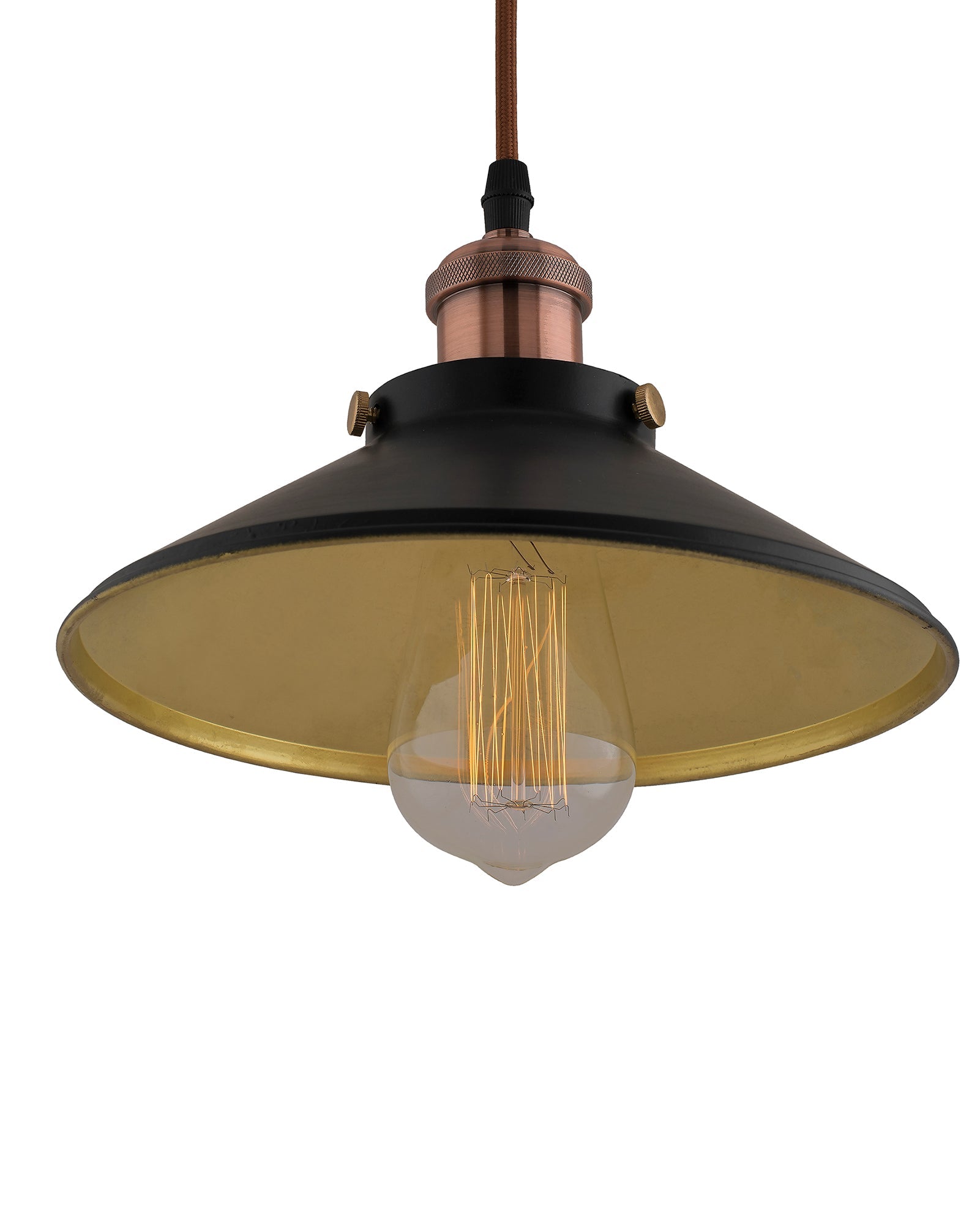 Single Black Cone Pendant with Holder, E27, Modern Nordic Hanging Ceiling Light