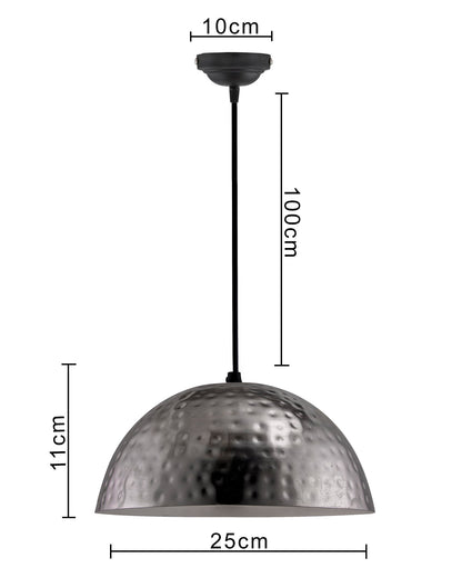 Antique Nickel Hammered Pendant, Hanging Lamp, 10"