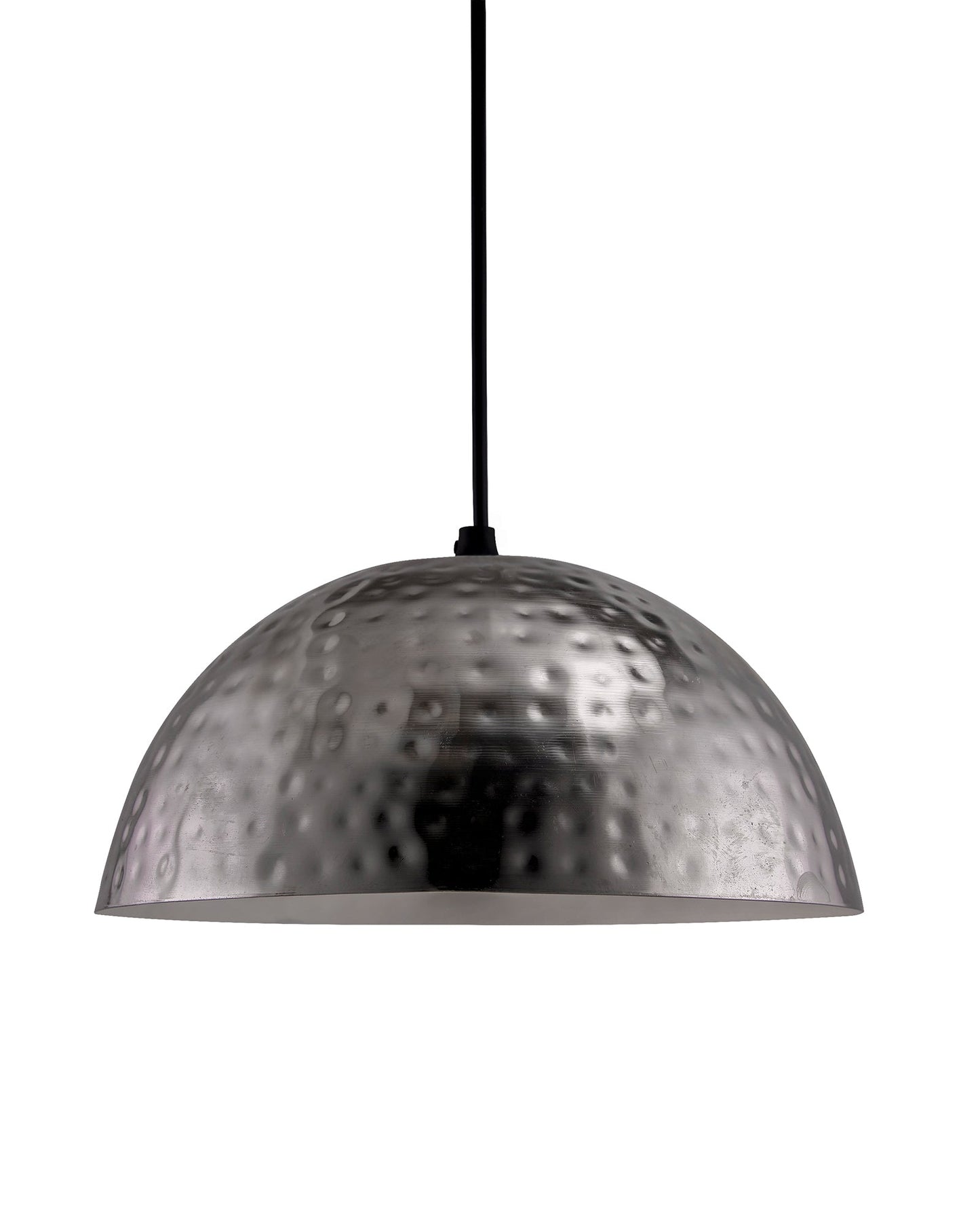 Antique Nickel Hammered Pendant, Hanging Lamp, 10"