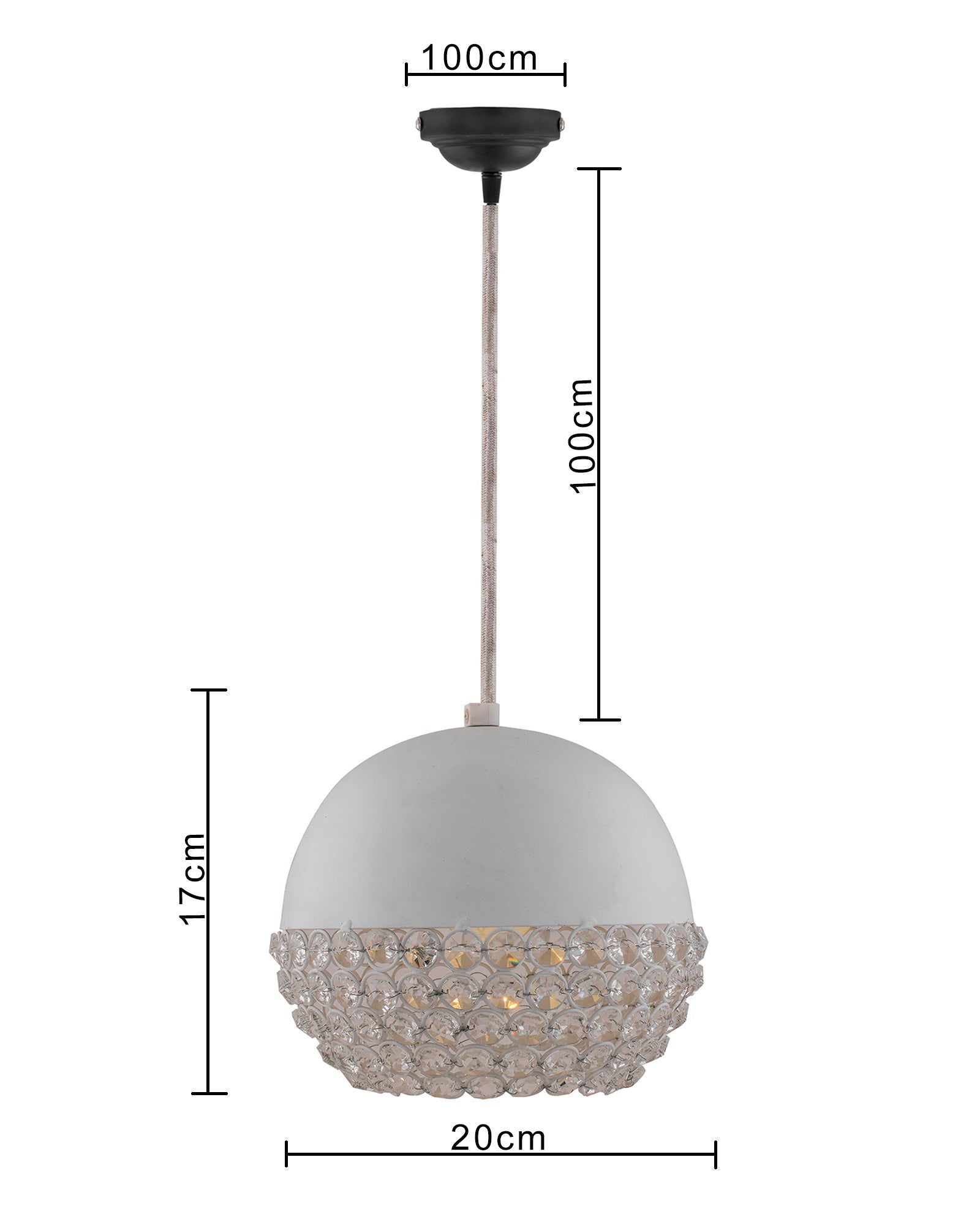 Matt White Crystal Hanging Globe Light, Ceiling Light, Nordic E27 Pendant