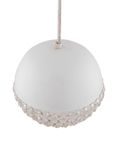 Matt White Crystal Hanging Globe Light, Ceiling Light, Nordic E27 Pendant