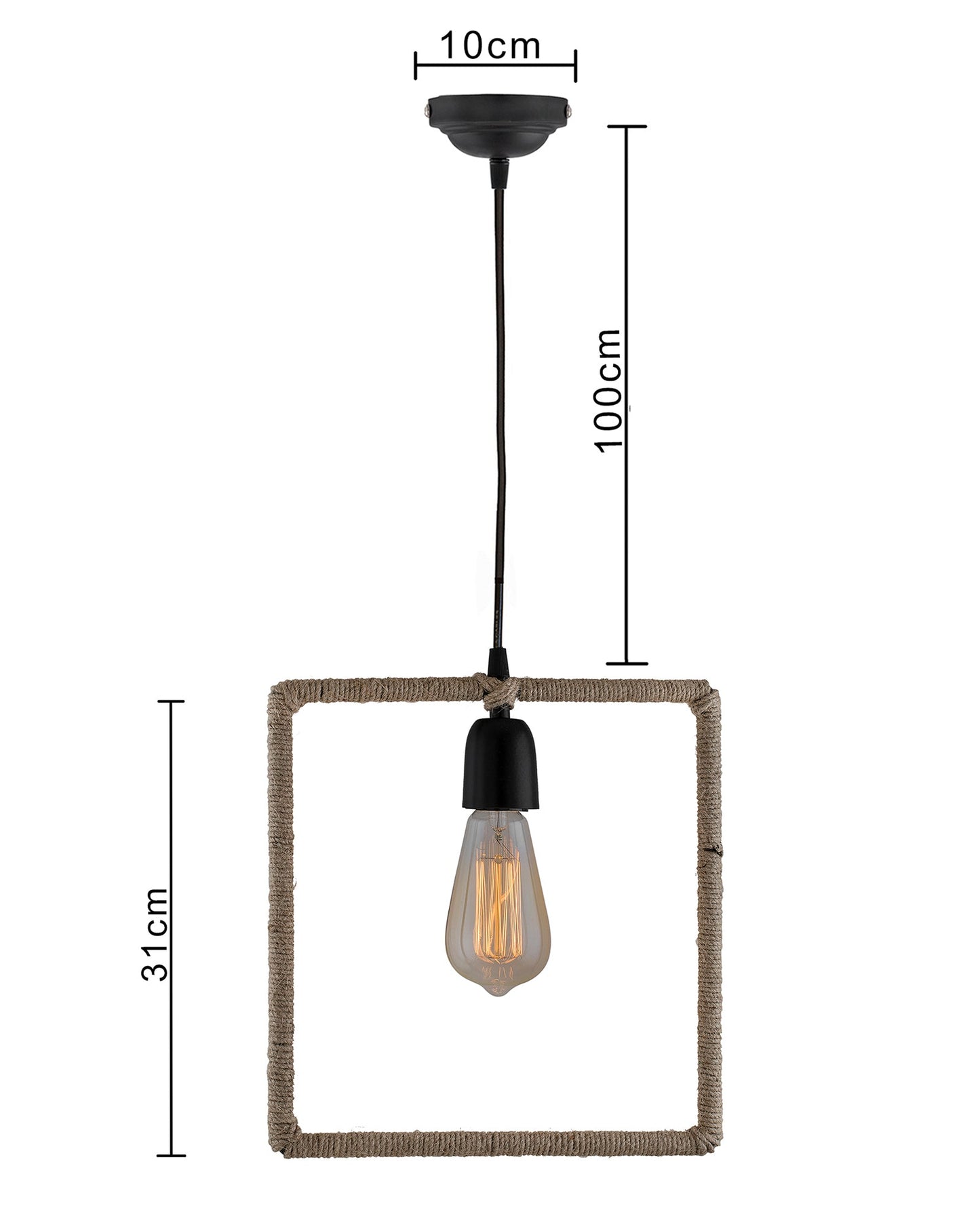 Modern Metal Pendant Lights Hemp Rope Decor Hanging Lamp E27 Loft Ceiling Light with filament bulb