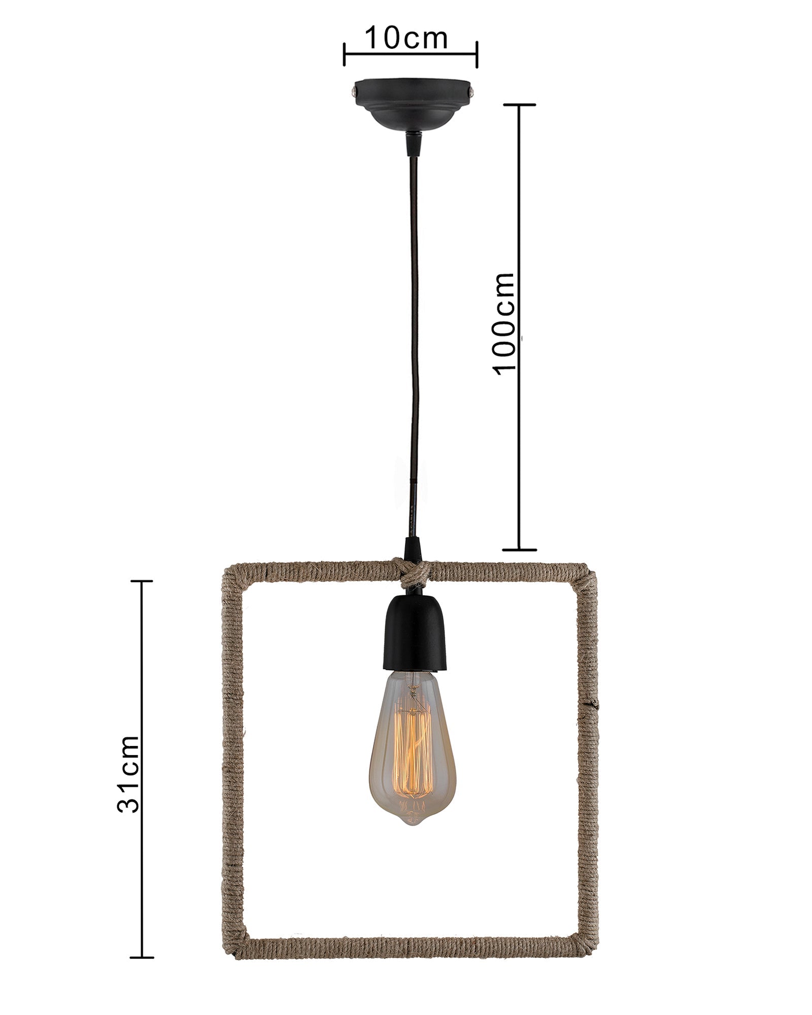 Modern Metal Pendant Lights Hemp Rope Decor Hanging Lamp E27 Loft Ceiling Light with filament bulb