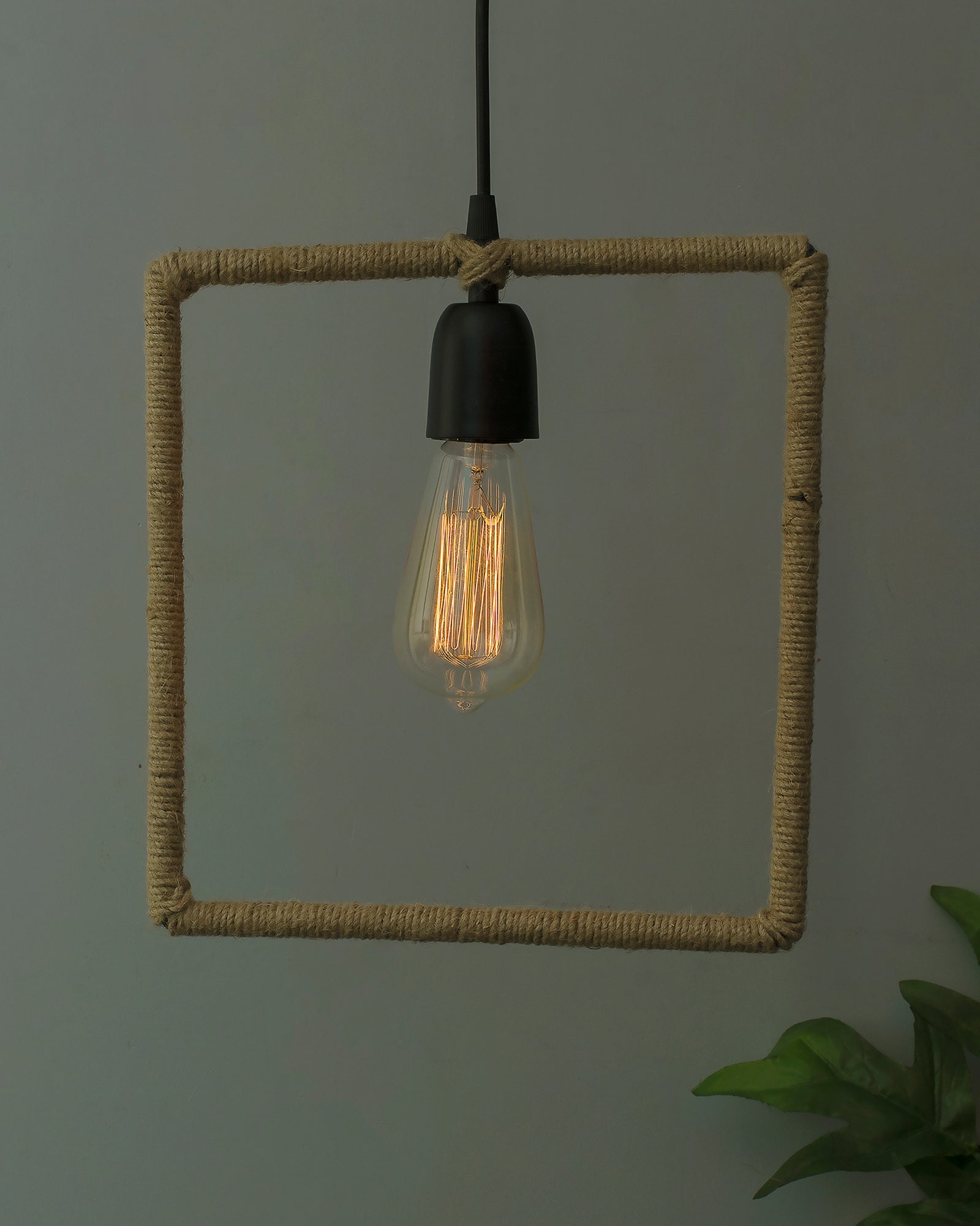 Modern Metal Pendant Lights Hemp Rope Decor Hanging Lamp E27 Loft Ceiling Light with filament bulb