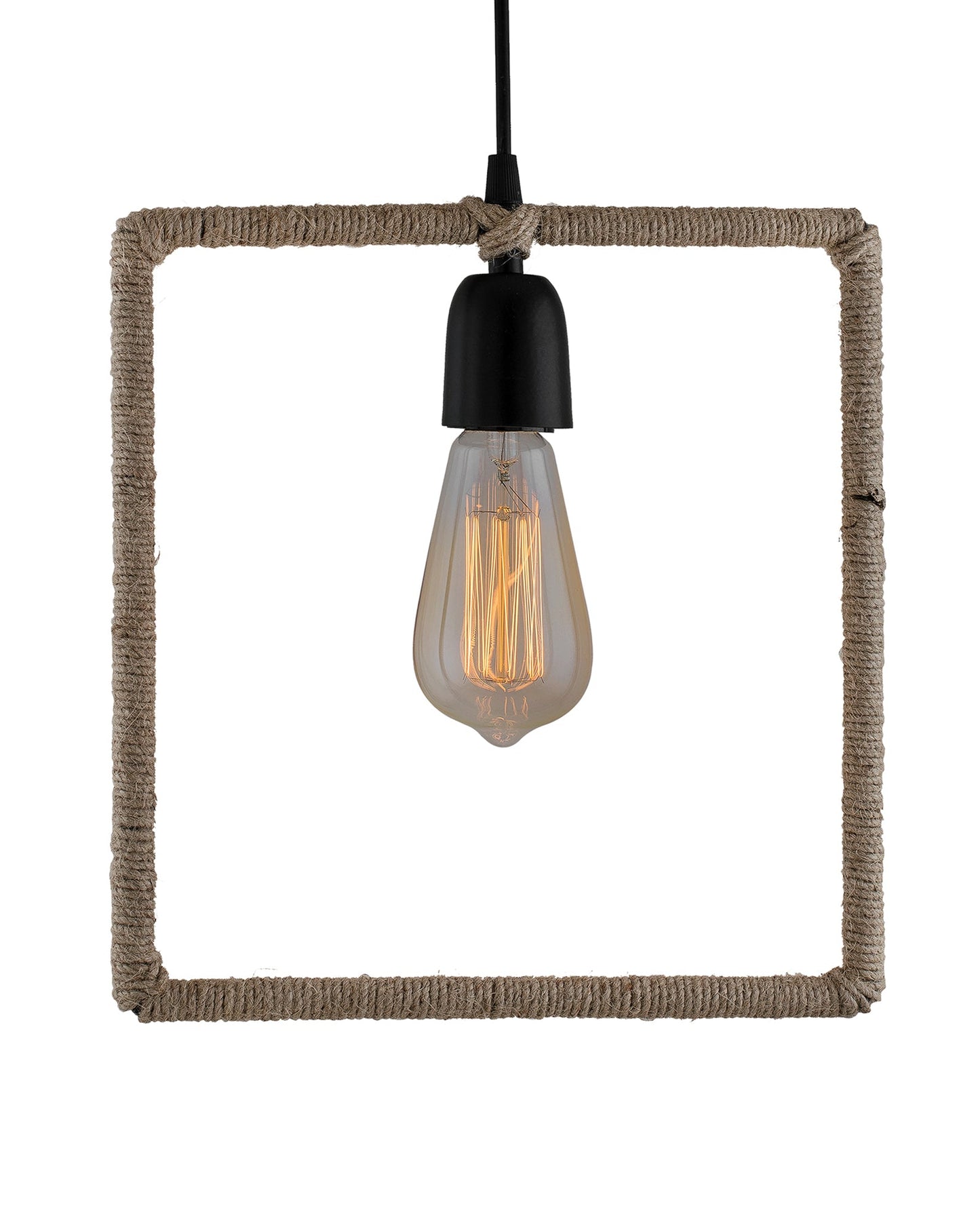 Modern Metal Pendant Lights Hemp Rope Decor Hanging Lamp E27 Loft Ceiling Light with filament bulb