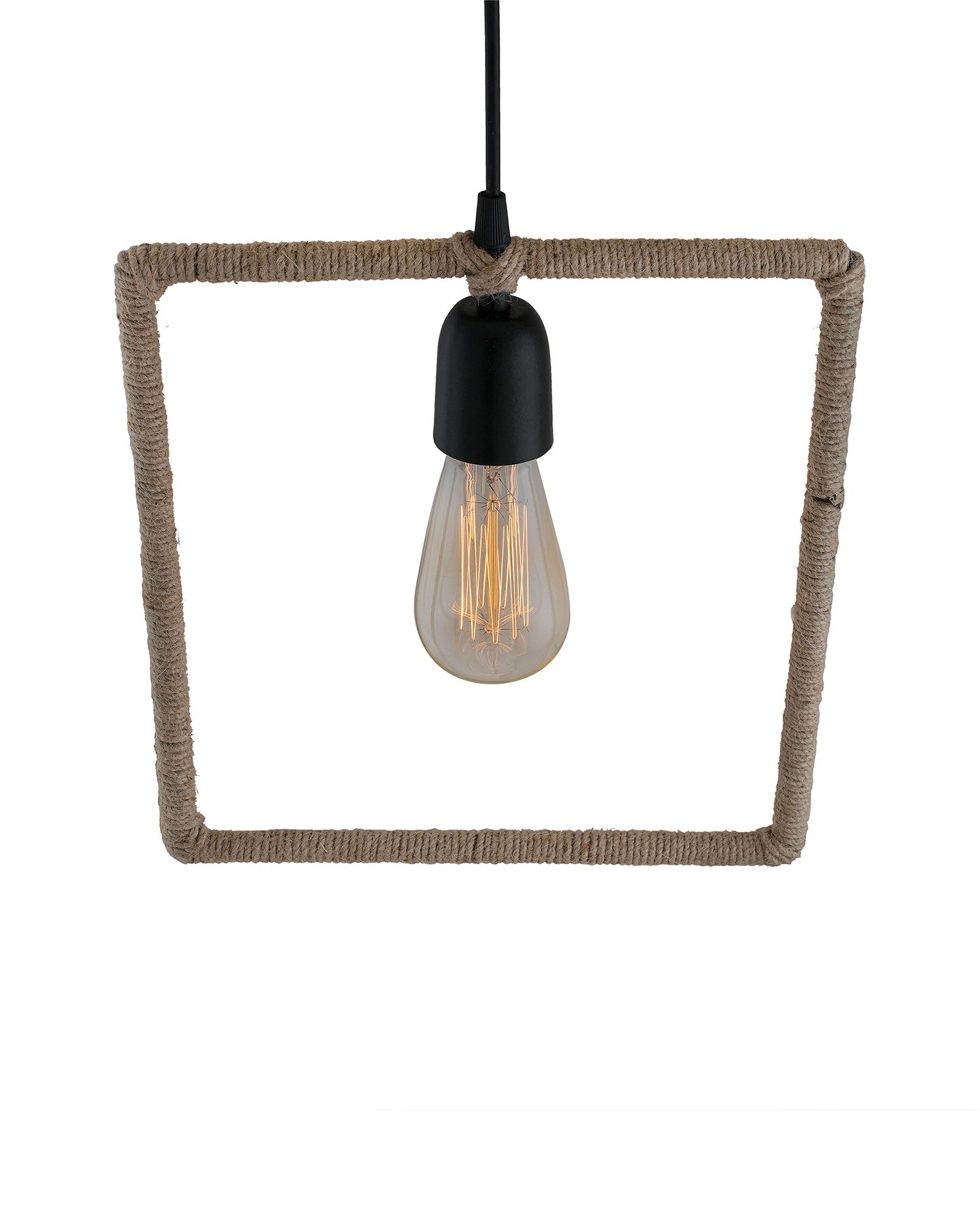 Modern Metal Pendant Lights Hemp Rope Decor Hanging Lamp E27 Loft Ceiling Light with filament bulb