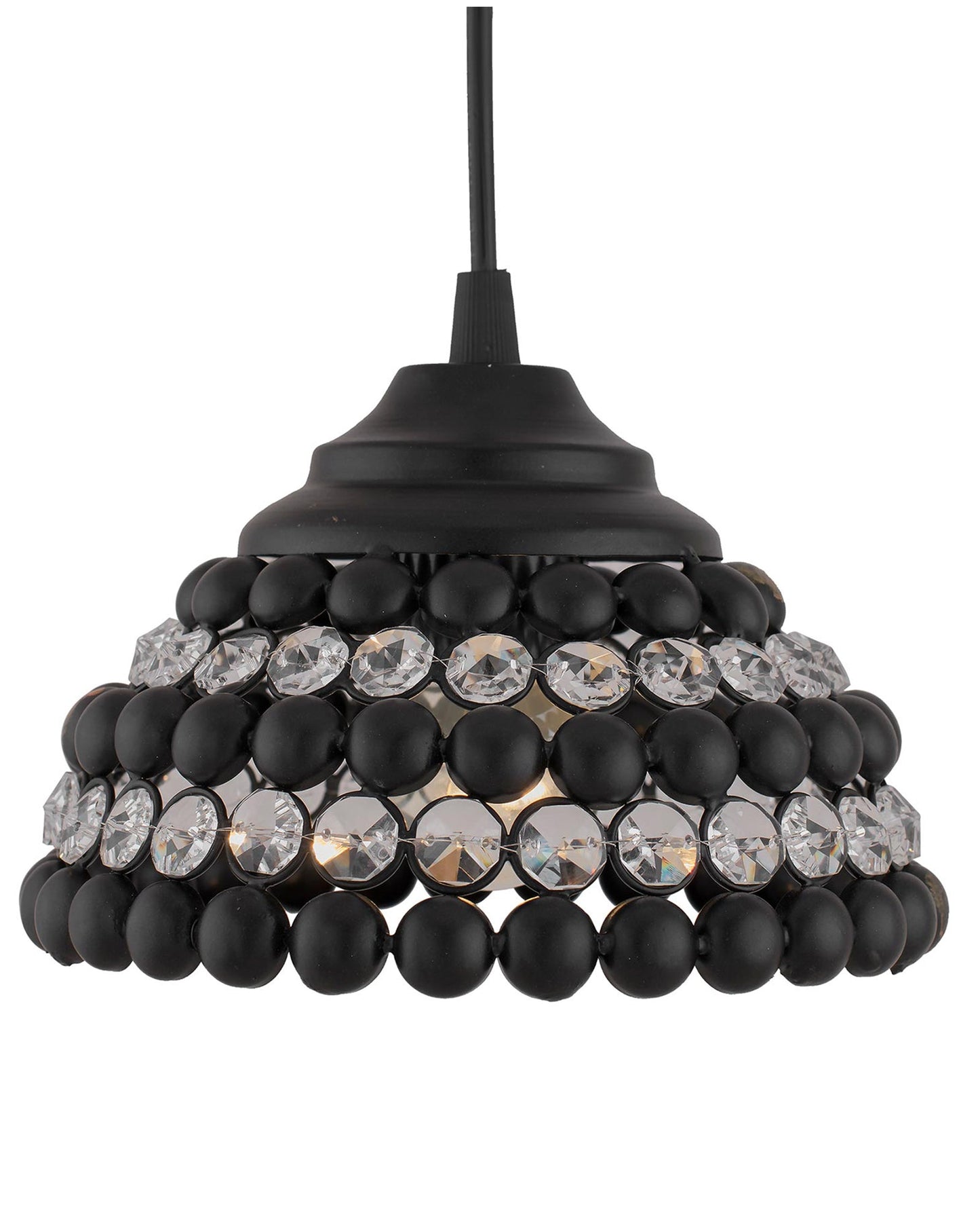 Matt Black Crystal Hanging Semi-Globe Light, Ceiling Light, Nordic E27 Pendant