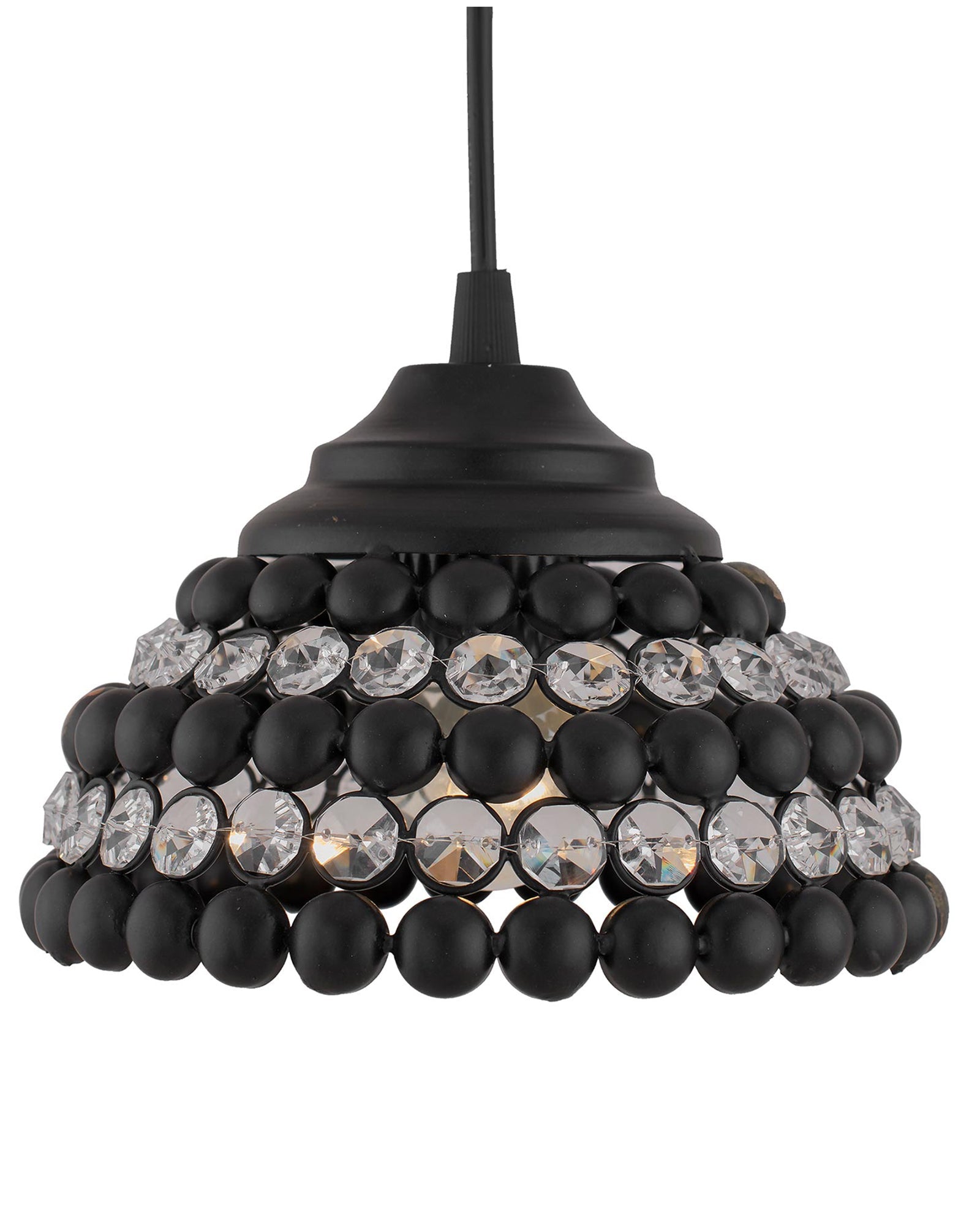 Matt Black Crystal Hanging Semi-Globe Light, Ceiling Light, Nordic E27 Pendant