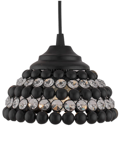 Matt Black Crystal Hanging Semi-Globe Light, Ceiling Light, Nordic E27 Pendant