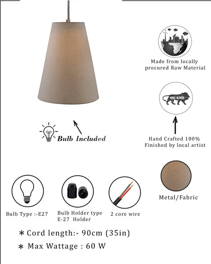 Khadi Fabric Hanging Cone Light, Pendant Ceiling Light E27