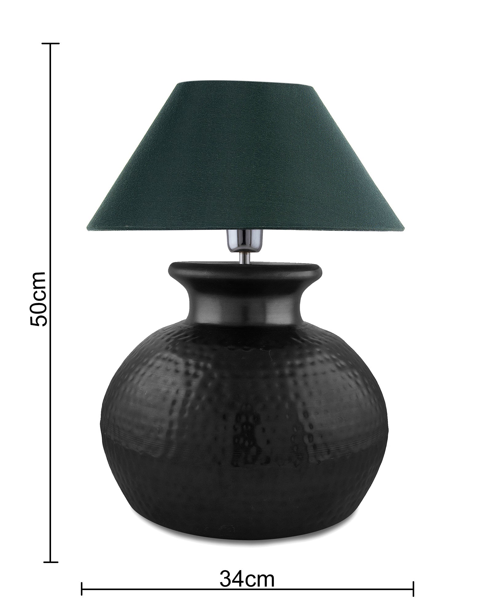 Matt Black Hammered Pitcher Table Lamp with Cone Shade