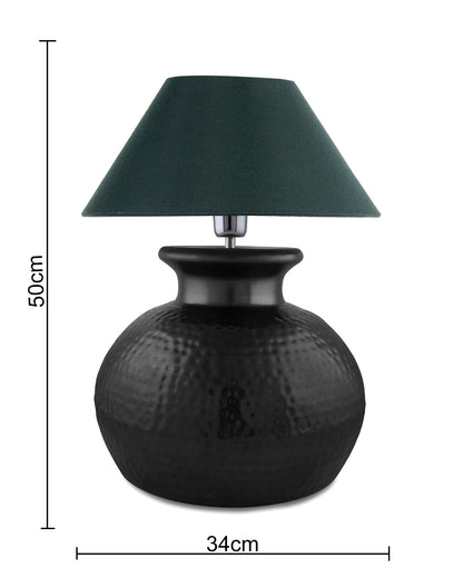 Matt Black Hammered Pitcher Table Lamp with Cone Shade