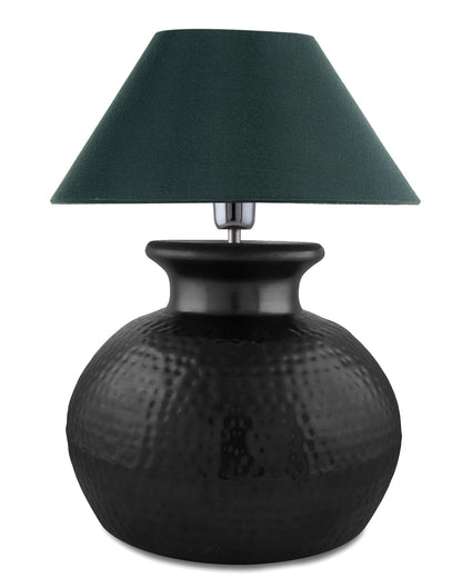 Matt Black Hammered Pitcher Table Lamp with Cone Shade