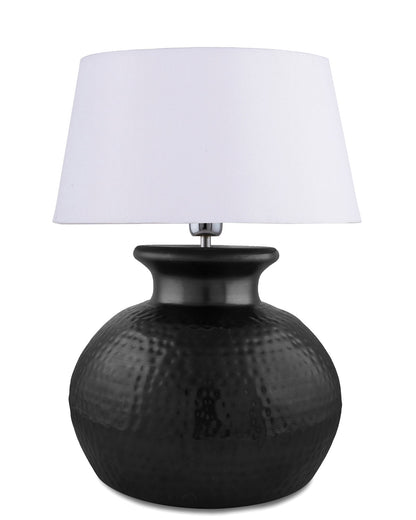 Matt Black Hammered Pitcher Table Lamp with Drum Shade
