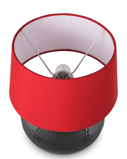 Matt Black Hammered Pitcher Table Lamp with Drum Shade