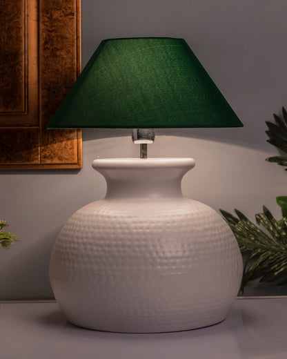 Matt Black Hammered Pitcher Table Lamp with Cone Shade