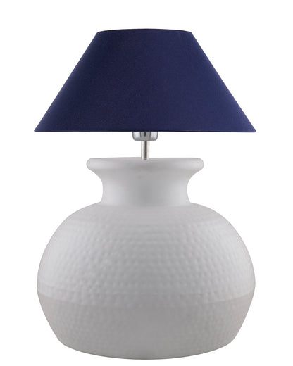 Matt Black Hammered Pitcher Table Lamp with Cone Shade