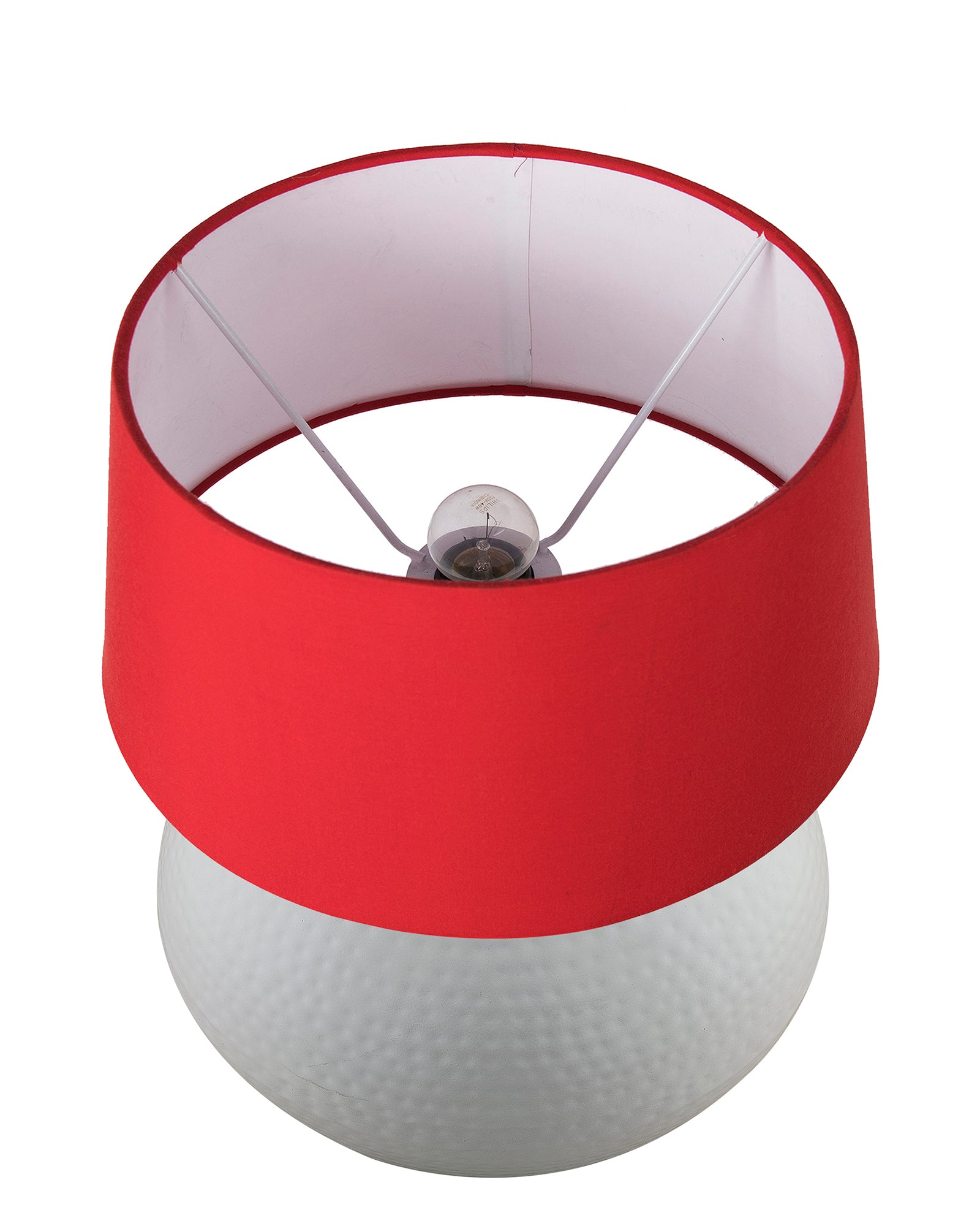 Matt White Hammered Pitcher Table Lamp with Drum Shade