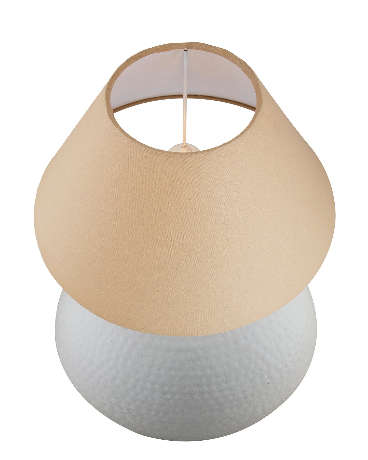 Matt White Hammered Pitcher Table Lamp with Cone Shade