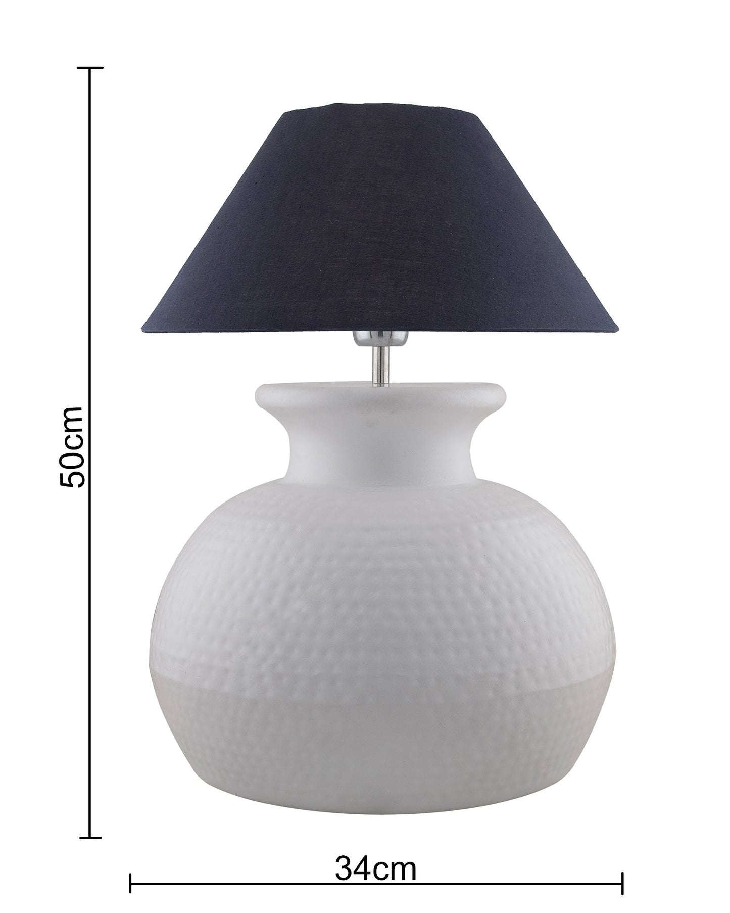 Matt White Hammered Pitcher Table Lamp with Cone Shade