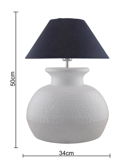 Matt White Hammered Pitcher Table Lamp with Cone Shade